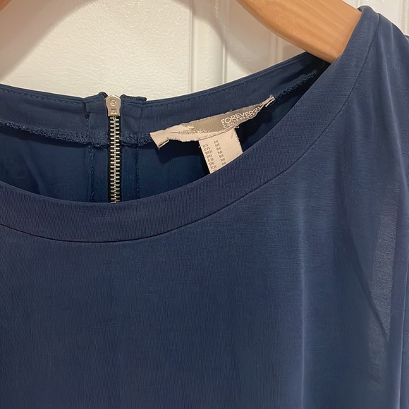 F21 Blue Long Tank Top Blouse Size M - Picture 2 of 3